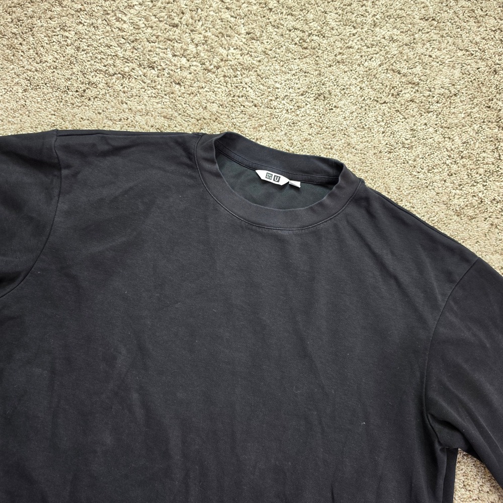 Uniqlo U AIRism Oversized T-Shirt Mens M Black Crew Neck Half-Sleeve 465185